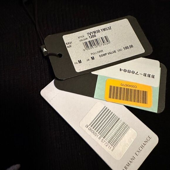 Armani Exchange Black Cursive Logo Knit Sweater In Black - Women's Size Medium - Picture 5 of 9